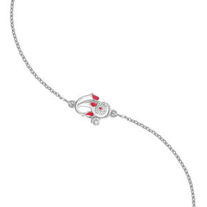 Sacred Ganesh Ji CZ Rhodium-Plated Minimalist Unisex Bezel Setting <b>Bracelet</b> Brother <b>Sister</b> Rakhi Thread - Product Image 1