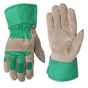Gants de travail en cuir vert et beige, longueur poignet, respirants, pour usage extérieur, style uni, printemps-automne, gants de sécurité - Product Image 1