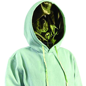 Sweat-shirt à capuche vert menthe pour homme, 100% coton, molleton français, coupe classique, pull décontracté avec poche et doublure en satin - Product Image 6