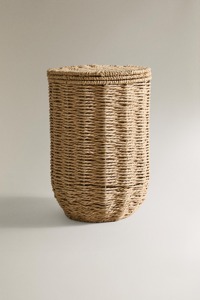 Round seagrass <b>basket</b> <b>with</b> flip-top <b>lid</b> Handmade Storage <b>Basket</b> Wholesale eco-friendly Made Viet Nam - Product Image 2