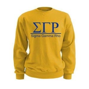 Sudadera con mensaje de Sigma Gamma Rho, dorada, para mujer, sudadera de forro polar con cuello redondo, diseño gráfico con letras, personalizada para universidad - Product Image 1