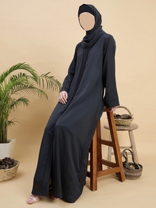Nueva Abaya Tradicional Islámica Negra para Mujer, Estilo Saudí, Primavera 2026, Dubai, Poliéster Transpirable, Largo hasta el Tobillo, Musulmana - Product Image 5