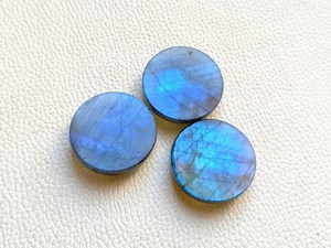 Blue Flash Labradorite Round <b>Checker</b> Cut Cabochon 30mm Loose Gemstone Set Faceted <b>Top</b> Flat Back Stone For Jewelry Making - Product Image 2
