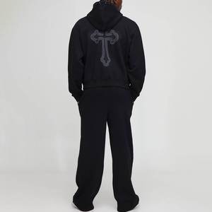 Jogging Suit Plain <b>Oversized</b> Unisex Sports Tracksuit Baggy <b>Sweatpants</b> and Hoodie Set Men tracksuit for man 100% cotton - Product Image 2