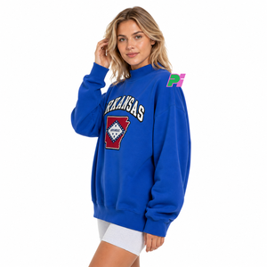 Sudadera Oversize de Cuello Alto para Mujer con Bordado del Mapa del Estado de Arkansas, Sudadera de Forro Polar para Otoño - Product Image 3