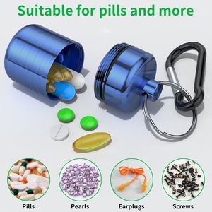 Small Waterproof Keychain Pill Case (3 Pack) Portable <b>Travel</b> Pill <b>Container</b> with Strong Carabiners Mini Me Storage Case - Product Image 4
