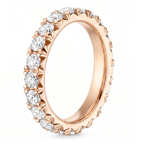 Bague d'éternité en diamant, taille brillant rond, bijoux fins classiques, bague de fiançailles - Product Image 5