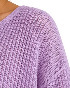 Pull court en tricot ample pour femme, couleur lavande, manches courtes, léger et respirant, idéal pour l'été, style décontracté et tendance - Product Image 6