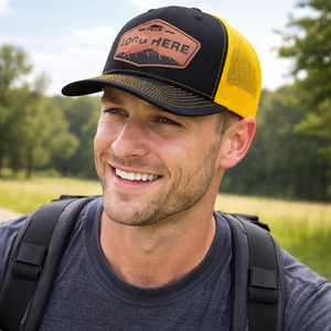 5 Panel Trucker Hats Mesh Curved Brim Cap For Man And Woman Custom Logo Leather Patch Trucker Cap From Vietnam Manufacture - Product Image 3