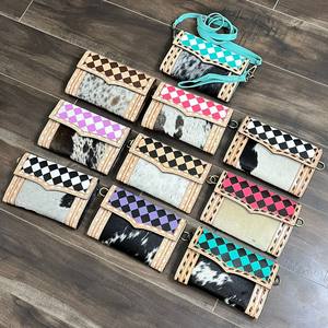 Bolso de Mano Cruzado de Cuero a Cuadros, Diseño Personalizado, Hecho a Mano, para Mujer, Mini Bolso de Hombro para Teléfono Celular, Cartera de Cuero Vacuno - Product Image 6