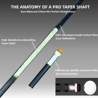 Manche de queue de billard en fibre de carbone de qualité aérospatiale à ultra faible déflexion, personnalisé OEM, pour joueurs professionnels, 11,8 mm 12,4 mm