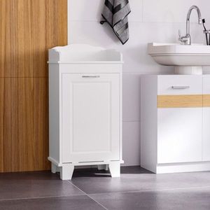 Mobiletto da Bagno Bianco Autoportante, Organizzatore per la Casa, Cesto Portaoggetti, Arredamento - Product Image 6