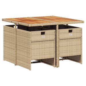 Set da pranzo da 5 pezzi in Poly Rattan Beige con cuscini Set da giardino - Product Image 3