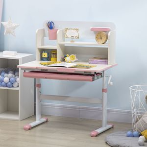 Tavolo da scrittura rosa regolabile per bambini tavolo da studio regolabile in altezza cassetto del Desktop inclinabile per la conservazione dei compiti di scuola incluso - Product Image 2