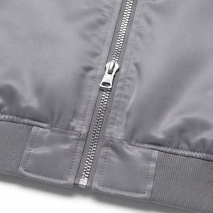 Chaqueta Bomber de Satén para Hombre y Mujer, Venta al Por Mayor, Bordado Personalizado, Chaquetas Bomber Ligeras, Cuello Redondo, Cierre de Cremallera, Unisex - Product Image 4