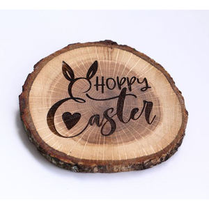 Sous-verre ovale en bois avec motif lapin de Pâques, fait main, finition bois naturel, set de dessous-de-plat décoratifs - Product Image 6