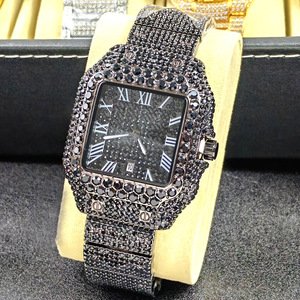 Montre carrée pour homme, luxe, hip-hop, bijoux en diamant, montre-bracelet à quartz étanche, accessoire de mode pour homme - Product Image 3