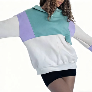 Sudadera con cuello alto y logo frontal personalizado, venta al por mayor de fábrica, para mujer, uso diario, algodón French Terry, estilo oversize - Product Image 2
