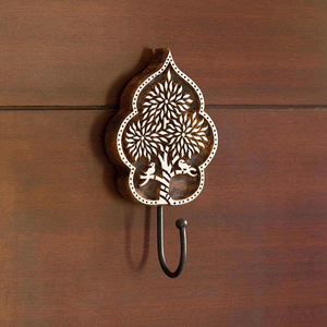Hand Carved Sheesham Wood Wall <b>Hook</b> Handmade Wooden for Clothes Bags Keys <b>Towels</b> Home Entryway Bedroom Office Home Decor - Product Image 6