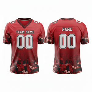 Custom Maroon Black American Football Jersey V-Neck Short Sleeve Sublimated Print Team <b>Name</b> Number Moisture Wicking Breathable - Product Image 5