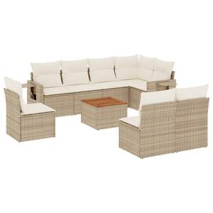 Conjunto de Sofás de Jardín de Ratán Sintético PE Beige con Patas Ajustables, Sofás de Jardín con Patas Ajustables - Product Image 2