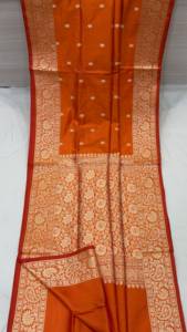 Sari traditionnel en brocart de polyester, tissé à la main avec des fils Zari, écologique, pour mariages, vêtements ethniques, créations de designers pour filles, tenues de fête indiennes - Product Image 4