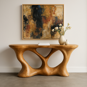 Table console Luxali de luxe, faite à la main, en bois massif, table de toilette élégante pour salon et couloir, meubles de villa - Product Image 4