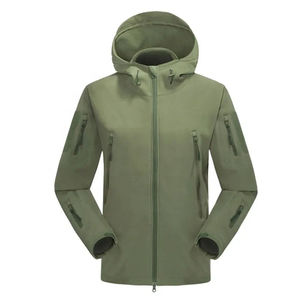 Wholesale Men's Olive Green Soft Shell <b>Jacket</b> Full Sleeve Waterproof Hooded Outdoor Hunting Wear Autumn Season Adult Size - Product Image 1