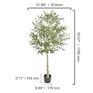Albero di Ulivo Artificiale Sicuro Alto 1,8 m con Protezione Anti-Ribaltamento, Bassa Manutenzione, Materiale PE, Tronco Realistico Effetto Erba, Tonalità Verdi Diverse - Product Image 5
