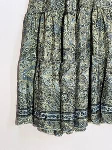 Robe longue en mousseline de soie à imprimé floral, col en V, style bohème, avec taille élastique et manches courtes, pour toutes les saisons, tenue décontractée - Product Image 4
