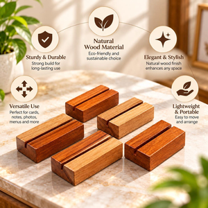 Porte-cartes de visite en bois naturel pour bureau, portable, pour réunions, événements de réseautage, organisateur de cartes de visite pour bureau, présentoir de bureau - Product Image 5