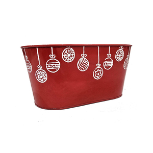 Red Oval Metal Beverage Tub Industrial Design Durable Oval <b>Bucket</b> for Organizing - Product Image 5