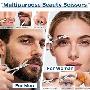 Ergonomic Design Nose Hair Scissors Stainless Steel Rounded Tip Safety Grooming <b>Tool</b> Precision Facial Hair Trimming Scissors - Product Image 6