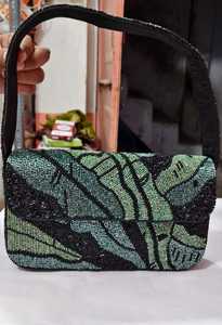 Bolso Rectangular Hecho a Mano con Cuentas de Vidrio y Bordado de Poliéster, con Patrón de Mariposas Coloridas, Artesanía Textil, Lavable, para Uso Diario - Product Image 5