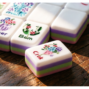 Tuiles de Mahjong Américaines 4 couches, motif floral rose, en acrylique, jeu de société moderne de luxe - Product Image 3
