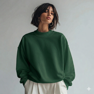 OEM Service High Quality Women's Oversized Winter Mockneck Front Sweatshirt Polyester/Cotton Material Breathable Embroidered - Product Image 3