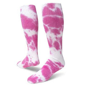 Eco-Friendly Jacquard Logo Winter <b>Knee</b> <b>High</b> Socks Pink White Casual Breathable Adult Regular Style - Product Image 1