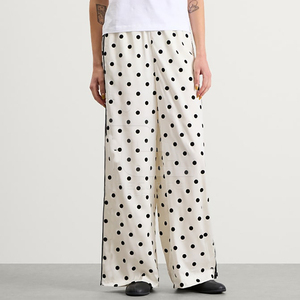 Women's High Waist Wide Leg Loose Casual Pants with Anti-Wrinkle Polka <b>Dots</b> Print Pockets 100% Cotton <b>Eco</b>-Friendly Summer - Product Image 4