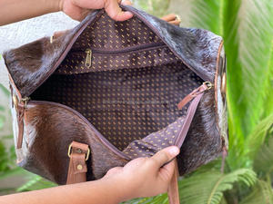 Nueva bolsa de equipaje de cuero de piel de vaca occidental, gran oferta, bolsa de viaje Unisex hecha a mano, bolsas de lona de piel oculta para el pelo de gran tamaño - Product Image 6