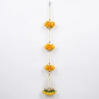 Magnifique Guirlande de roses jaunes suspendues avec perles et accents dorés – Décoration traditionnelle indienne écologique pour mariages, festivals et la maison