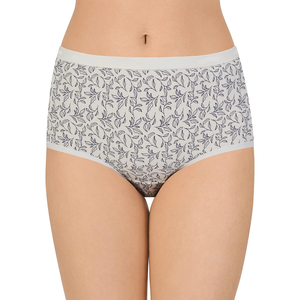 Culottes pour femmes de qualité supérieure, taille mi-haute, bleu marine avec motif rayé vert, en coton et fibre de bambou, respirantes - Product Image 3
