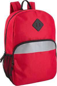 Red Casual Luxury Polyester <b>Waterproof</b> <b>Backpack</b> with Reflective Strip Zipper Closure Organic Cotton Lining for Sports Use - Product Image 6