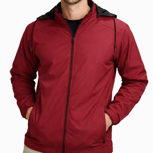 <b>Men</b>’s Polyester Windcheater <b>Jacket</b> – <b>Lightweight</b> Zip-Up Sports Outerwear with Hood & Pockets for All-Weather Protection - Product Image 1