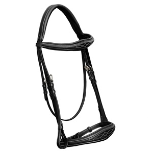 Brida de cuero para montar a caballo con relleno de gel negro - Product Image 1