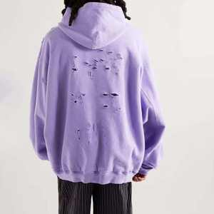 Sudadera con capucha personalizada estilo streetwear sin cordón, de forro polar, vintage, de doble capa, con lavado ácido, efecto desgastado por el sol, para hombre. - Product Image 6