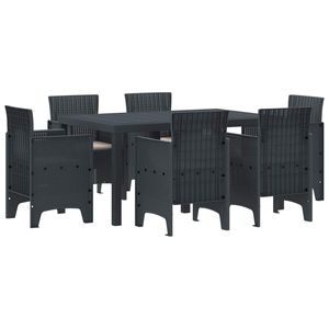 Juego de Comedor de Jardín de 7 Piezas en Ratán Sintético Color Antracita - Product Image 1