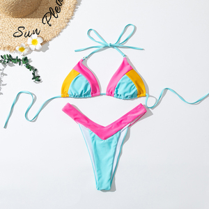 Customizable Spandex Polyester <b>Bikini</b> <b>Set</b> Swimwear Sexy Color Seamless <b>Push</b>-<b>Up</b> Bras with Logo on Cup Breathable Beachwear Styles - Product Image 2