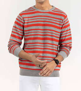 Pull en tricot à col rond surdimensionné pour homme, 100% coton, pulls en tricot dégradés, streetwear, pull d'hiver - Product Image 4