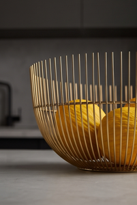 Panier de rangement rond en fil métallique doré pour fruits, bol à pain décoratif minimaliste, organisateur de cuisine en gros - Product Image 4