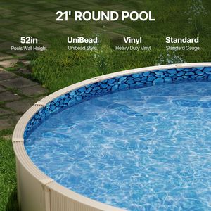 Revestimiento para Piscina Redonda Elevada de 21 Pies, Cubierta de PVC Unibead, Calibre Estándar, Altura de Pared de 52 Pulgadas, Diseñado para Rejillas de Acero - Product Image 2